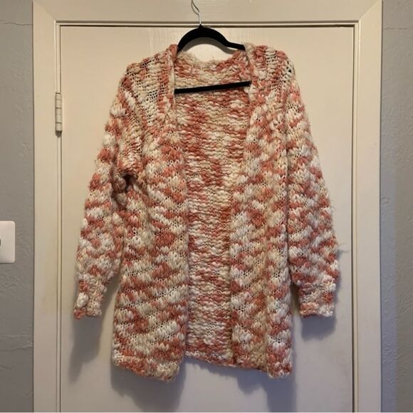 Sz XS Tularosa Revovle Chunky Knit Pink & Cream Wool Oversized Sweater Cardigan - Picture 4 of 11